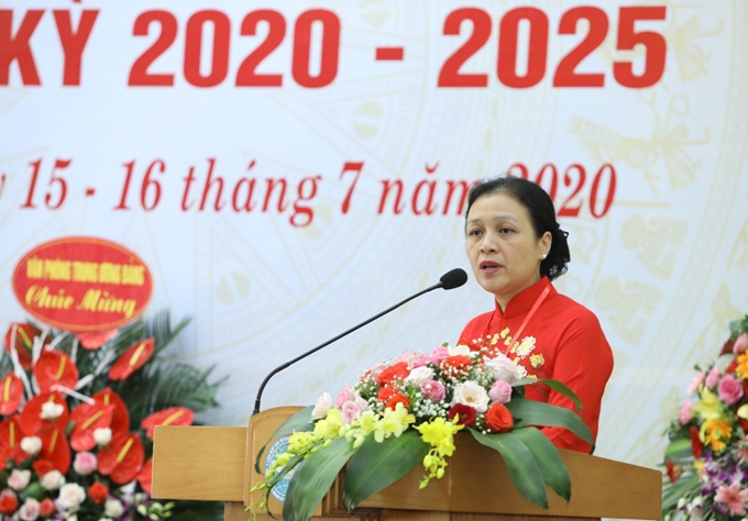 Secretary of the 8th Party Committee of Vietnam Union of Friendship Organizations and Chairwoman of the Union of Vietnam Friendship Organizations Nguyen Phuong Nga at the congress (Source: CPV)