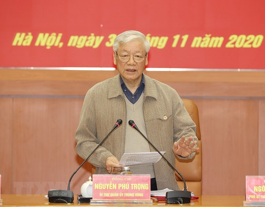 General Secretary, State President Nguyen Phu Trong, Secretary of the Central Military Commission speaks at the meeting (Photo: VNA)