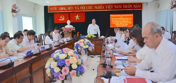 Mr. Nguyen Ho Hai speaking at a working session with District 3 (Photo: sggp.org.vn)